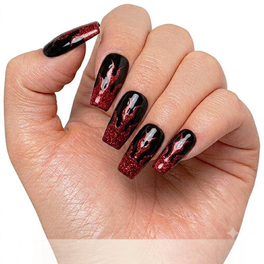 Blazing Flame Handmade Nail Art