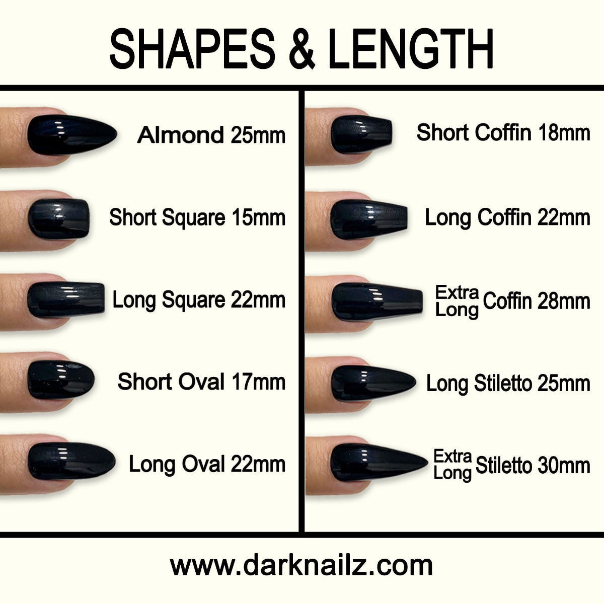 Nightbane Black Chrome Press On Nails, Gothic Dark Cross Fake Nails
