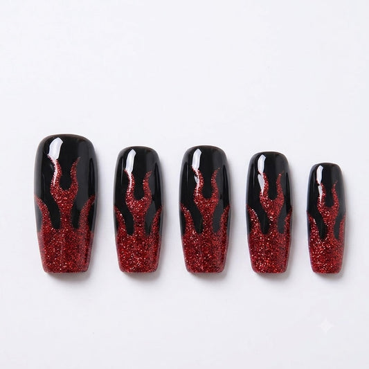 Blazing Flame Handmade Nail Art