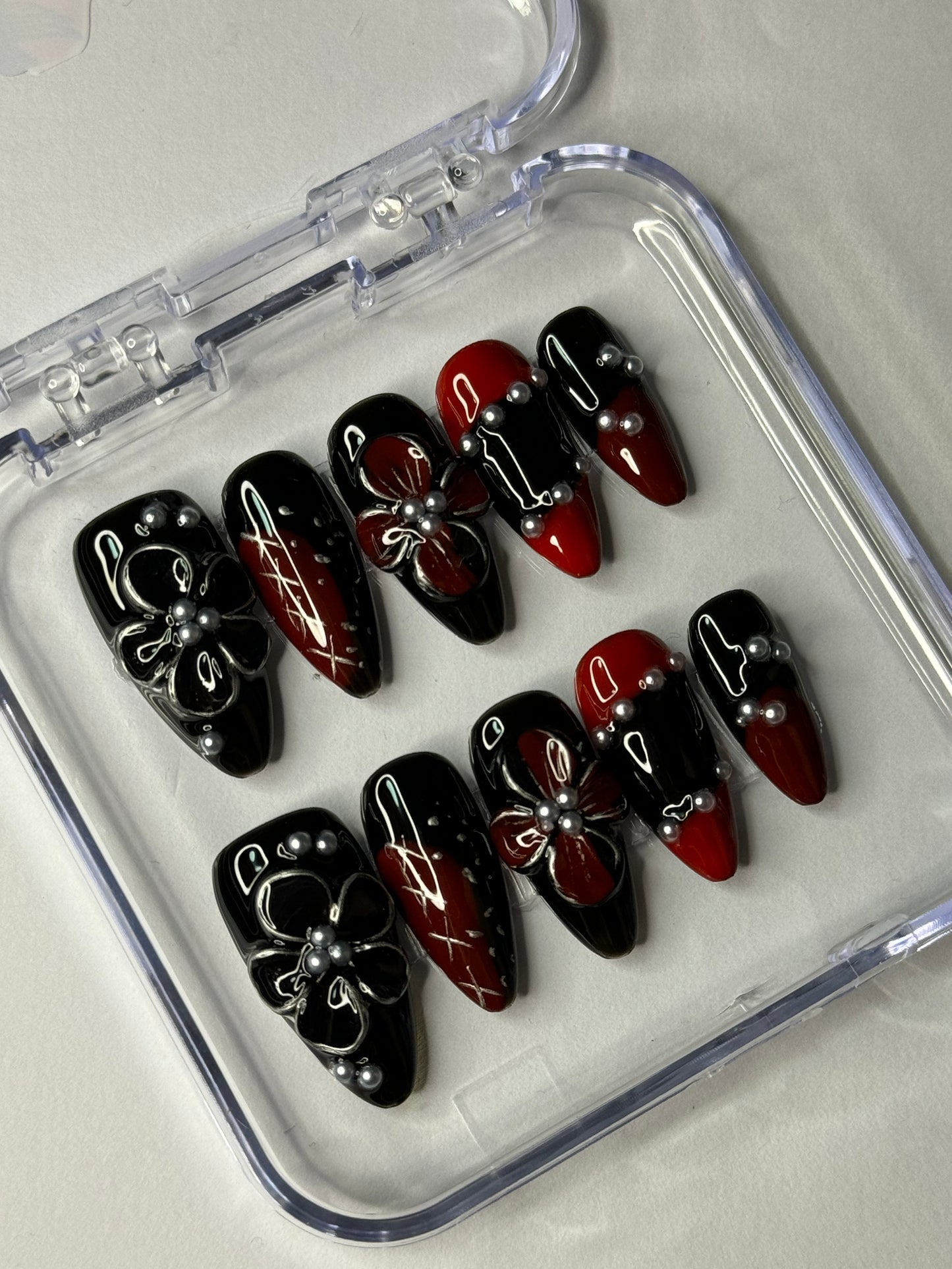 Dark Night Lullaby Handmade Pointed Nail Art