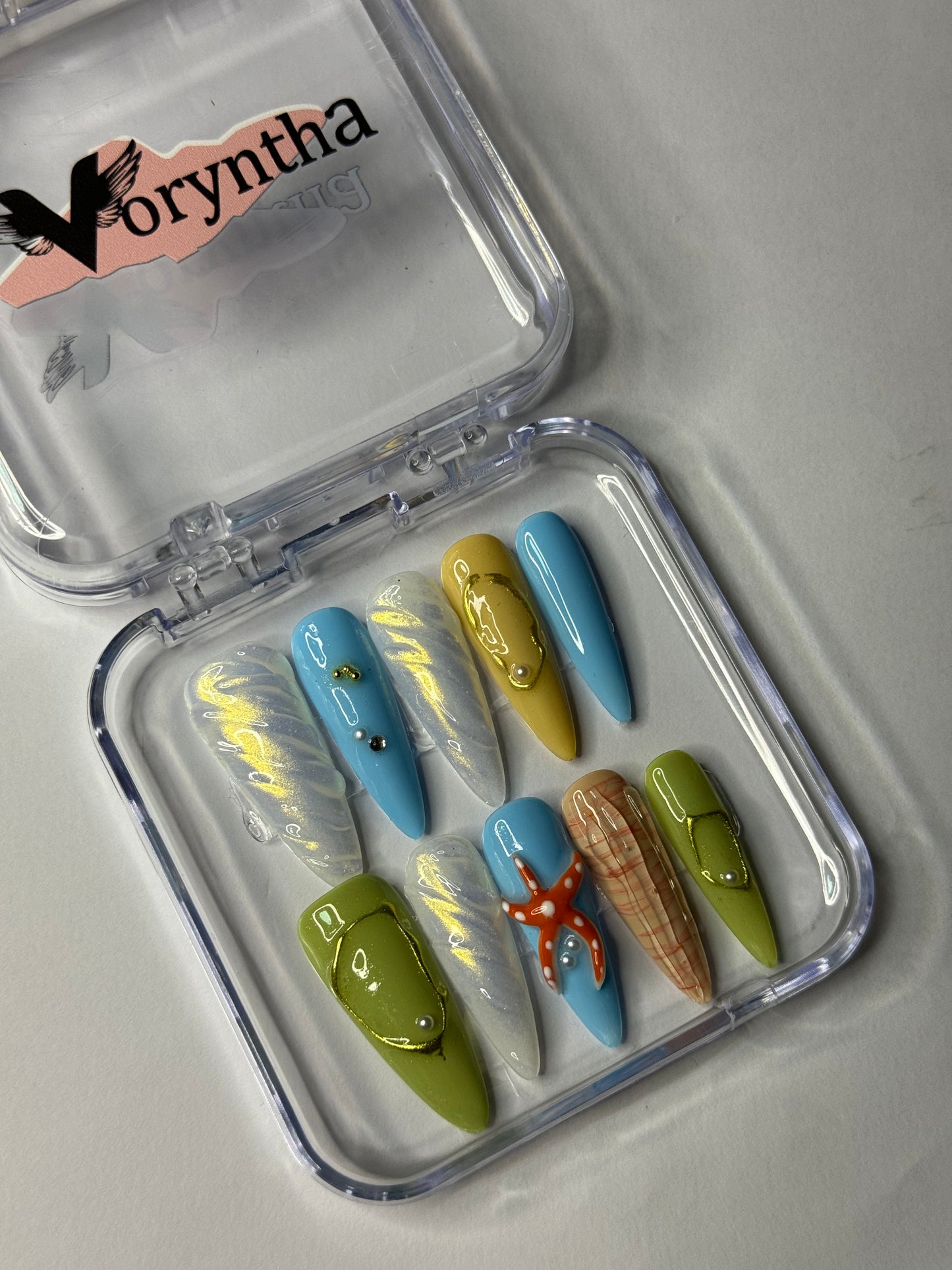 Ocean Lullaby Handmade Stiletto Nails