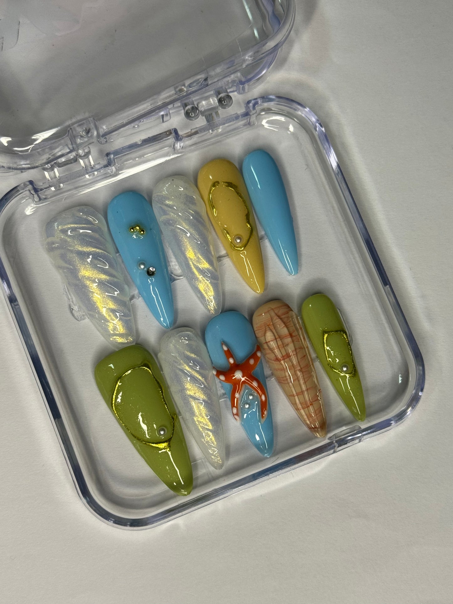 Ocean Lullaby Handmade Stiletto Nails