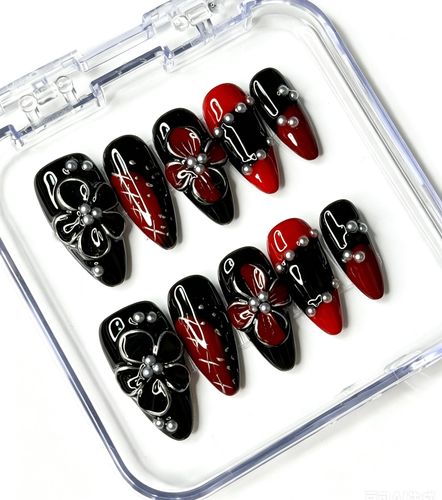 Dark Night Lullaby Handmade Pointed Nail Art