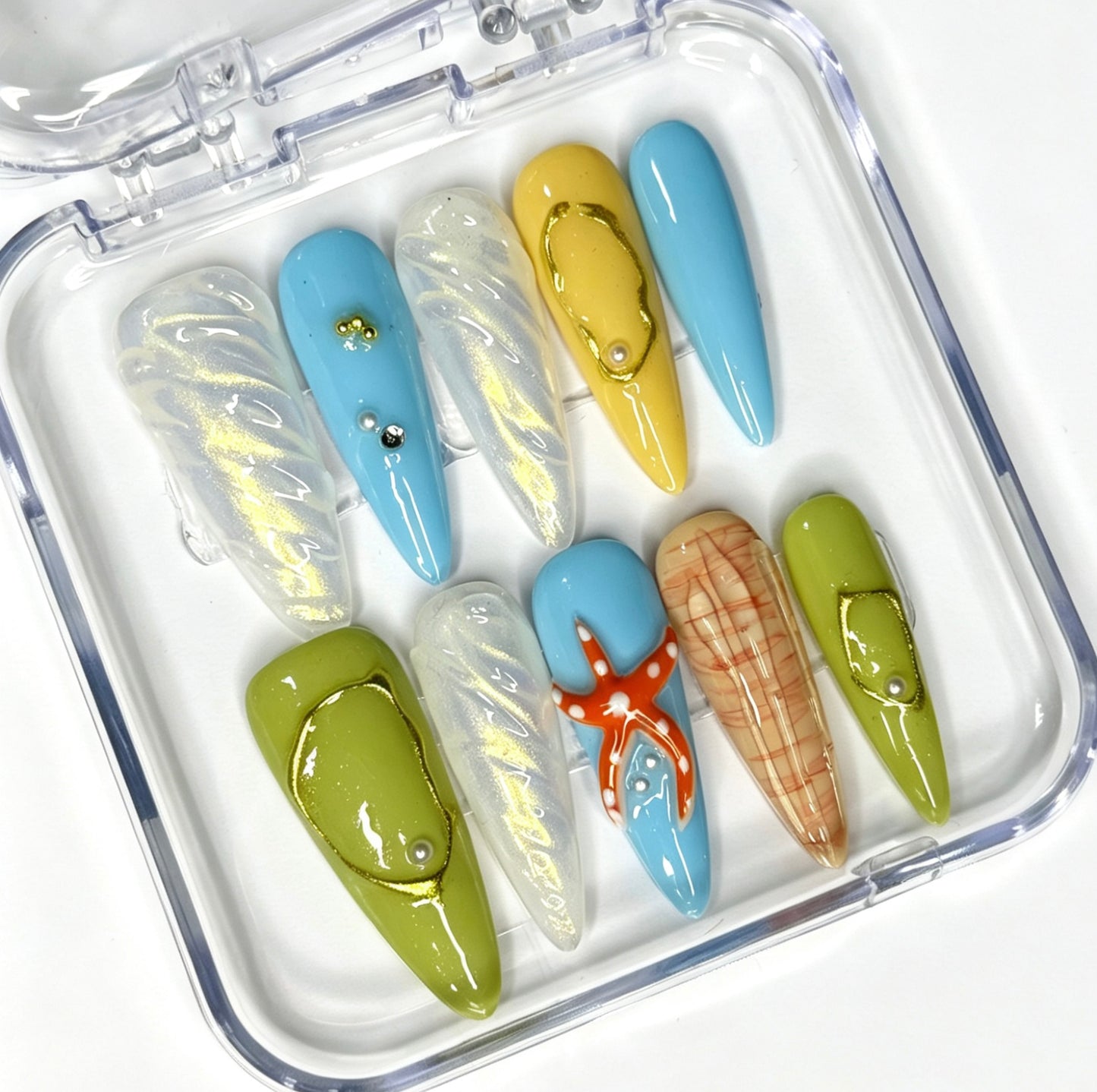 Ocean Lullaby Handmade Stiletto Nails