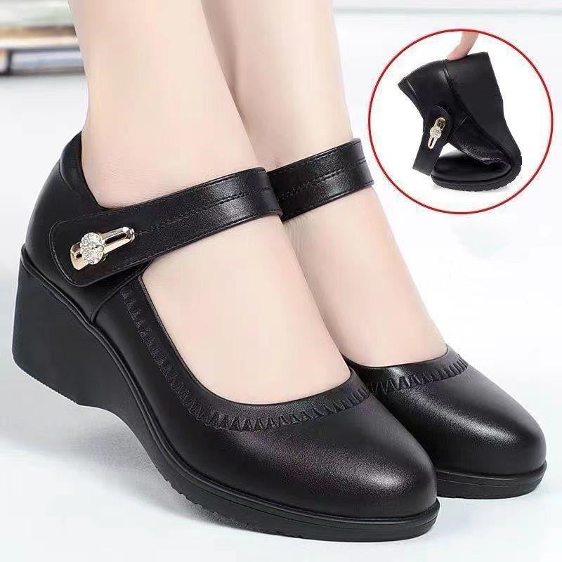 🏆👡[Sizes 35-41]Soft leather shoes with soft sole and non-slip wedge heel for mothers