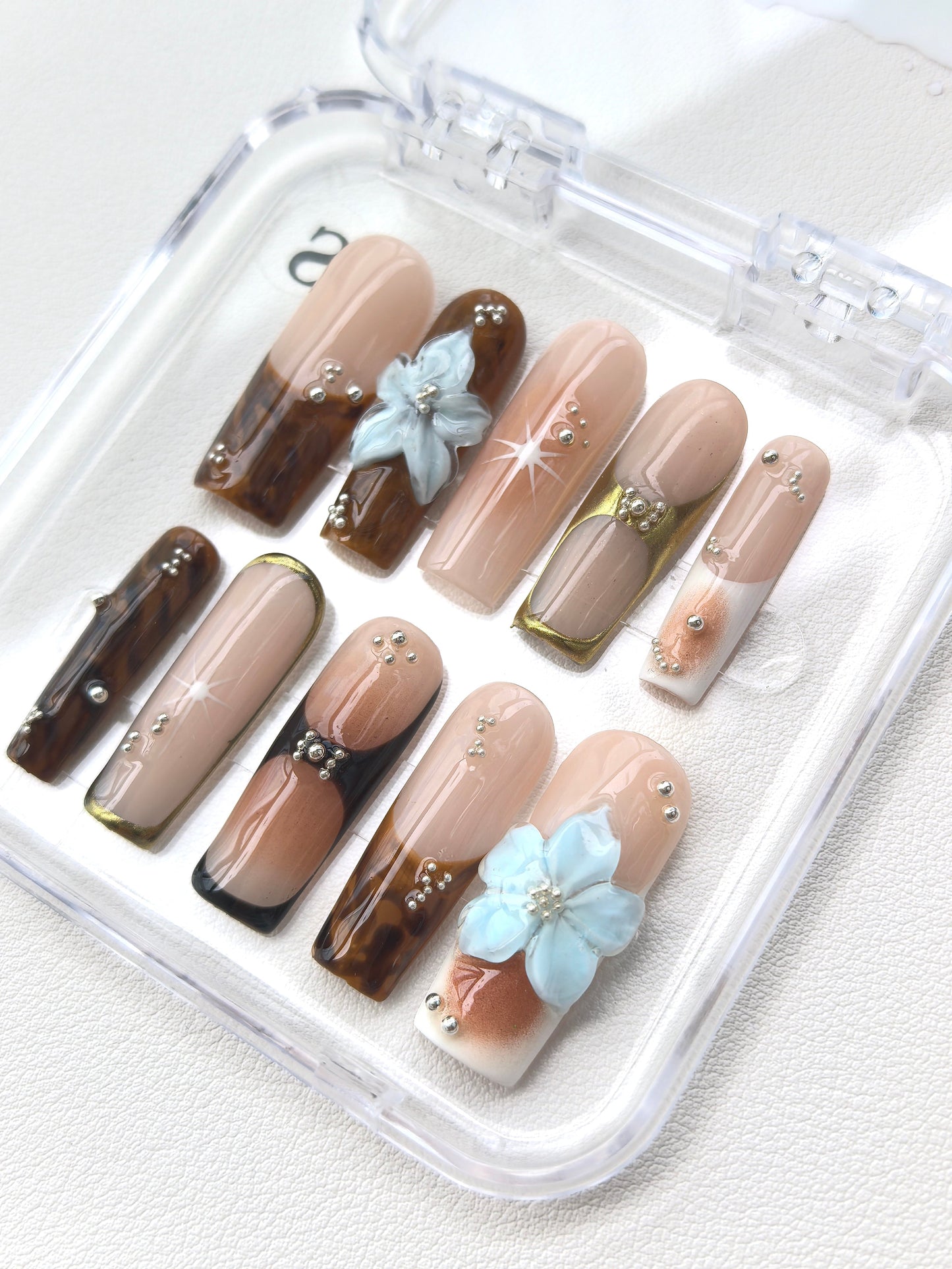 Earthy Elegance Floral Nails